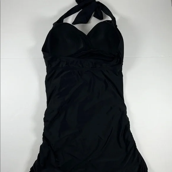 Always for Me Chic Solids Black Halter Swimsuit Sz 16W - Picture 2 of 11